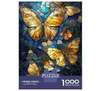 1000 Piece Jigsaw Puzzles for Teenagers Stained Glass Butterflies Jigsaw for Adults DIY Toys Pattern Assembly Help The Brain Exercise 70x50cm/1000pcs