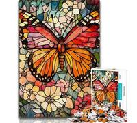 1000 Piece Jigsaw Puzzles for Teenagers Stained Glass Butterfly Adult Jigsaw,Fun Activity for Home, Rainy Days Toys, Birthday Gifts 75x50cm
