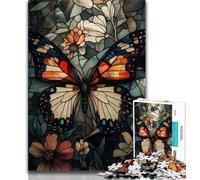 1000 Piece Jigsaw Puzzles for Teenagers Stained Glass Butterfly Adult Puzzles,Learning Educational Toys Family Games Unique Birthday And Gifts 75x50cm