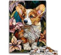 1000 Piece Jigsaw Puzzles for Teenagers Stained Glass Corgi Suitable for Ages 14 And Up Intellectual Toy Game Educational Game for Birthday And Christmas 50x75cm