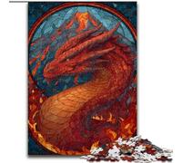 1000 Piece Jigsaw Puzzles for Teenagers Stained Glass Dragon, for 14+ For Family Fun & Game Night Artists' Collection, Fine Arts (Size 50x75cm)