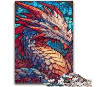 1000 Piece Jigsaw Puzzles for Teenagers Stained Glass Dragon for And 14 Years And over Educational Challenge Fun Activities at Home, Birthday Gifts, Travel Gifts 50x75cm