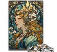 1000 Piece Jigsaw Puzzles for Teenagers Stained Glass Goddess Puzzles for Teenagers,Unique Birthday And Gifts for And Age 14 Years Up (50x75cm)