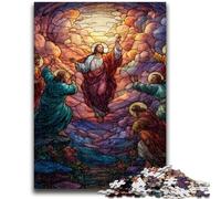 1000 Piece Jigsaw Puzzles for Teenagers Stained Glass Jesus Family Game Stress Reliever Difficult Challenge Secret Santa Gifts 26x38cm