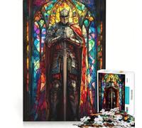 1000 Piece Jigsaw Puzzles for Teenagers Stained Glass Knight, Toy Wall Decor, Train Your Brain And Hands, Great Gift for Gaming 38x52cm