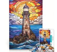 1000 Piece Jigsaw Puzzles for Teenagers Stained Glass Lighthouse, Toy Wall Decor, Train Your Brain And Hands, Great Gift for Gaming 38x52cm