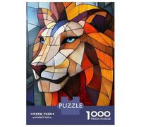 1000 Piece Jigsaw Puzzles for Teenagers Stained Glass Lion Adult Puzzles DIY Toys Stress Reliever Deal As Gifts for The Whole Family 52x38cm/1000pcs