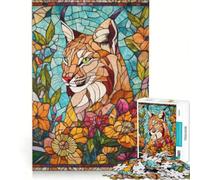 1000 Piece Jigsaw Puzzles for Teenagers Stained Glass Lynx, Toy Wall Decor, Train Your Brain And Hands, Great Gift for Gaming 38x26cm
