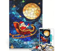 1000 Piece Jigsaw Puzzles for Teenagers Stained Glass Santa, Toy Wall Decor, Train Your Brain And Hands, Great Gift for Gaming 50x75cm