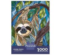 1000 Piece Jigsaw Puzzles for Teenagers Stained Glass Sloth in Tree Adult Jigsaw Puzzle Brain Teaser Game Difficult Challenge Unique Birthday And Gifts 52x38cm/1000pcs