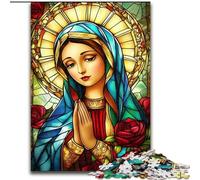 1000 Piece Jigsaw Puzzles for Teenagers Stained Glass Virgin Mary, for Ages 14 And over Each Piece Is Unique - Fun And Challenging Game for The Whole Family Good Gift (size 50x75cm)
