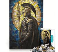 1000 Piece Jigsaw Puzzles for Teenagers Stained Glass Warrior, Toy Wall Decor, Train Your Brain And Hands, Great Gift for Gaming 38x52cm