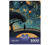 1000 Piece Jigsaw Puzzles for Teenagers Starry Night Bridge Painting Puzzle for Adults Brain Teaser Game Birthday Present Help The Brain Exercise 70x50cm/1000pcs
