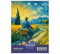 1000 Piece Jigsaw Puzzles for Teenagers Starry Night Cyclist Jigsaw for Adults Relax Games Hand Speed Race Deal As Gifts for The Whole Family 52x38cm/1000pcs