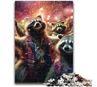 1000 Piece Jigsaw Puzzles for Teenagers Starry Night Raccoon Puzzles for Teenagers,Challenging Game Gifts for Is Ideal As A Gift for The Whole Family (26x38cm)
