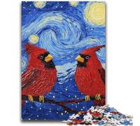 1000 Piece Jigsaw Puzzles for Teenagers Starry Night with Red Bird Learning Educational Toy for Is Ideal As A Gift for The Whole Family 26x38cm