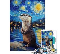 1000 Piece Jigsaw Puzzles for Teenagers Starry Otter Night 1000 Jigsaw Puzzle Educational Games Secret Santa Gifts Difficult Hard (Size 38x52cm)
