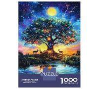 1000 Piece Jigsaw Puzzles for Teenagers Starry Tree by Moonlight Teenager Puzzles Relaxing Games Hand Speed Race Help The Brain Exercise 52x38cm/1000pcs
