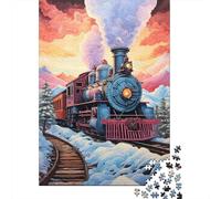 1000 Piece Jigsaw Puzzles for Teenagers Steam Train Winter Landscape Adult Puzzles Relaxing Games Enhance Memory Help The Brain Exercise 38x26cm/1000pcs