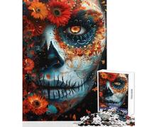 1000 Piece Jigsaw Puzzles for Teenagers Sugar Skull with Flowers Brain Teaser Game For Family Fun Anti-Stress Toys Challenging Game Gifts (50x75cm)