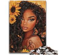 1000 Piece Jigsaw Puzzles for Teenagers Sunflower African Woman Puzzles,Educational Games Home Decoration Birthday Present, Gifts, Wall Art (38x26cm)