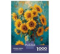 1000 Piece Jigsaw Puzzles for Teenagers Sunflower Bouquet Painting Print Adult Jigsaw Fun Games Perfect Decoration for Birthday, Chrismas 52x38cm/1000pcs