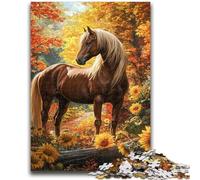 1000 Piece Jigsaw Puzzles for Teenagers Sunflower Horse Educational Toys Unique Home Decor And Gifts for And Age 14 Years Up 26x38cm