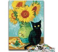 1000 Piece Jigsaw Puzzles for Teenagers Sunflowers And Cats Teenager Jigsaw,Birthday Present, Gifts, Wall Art for Age 14 Years Up (75x50cm)