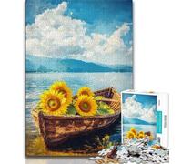 1000 Piece Jigsaw Puzzles for Teenagers Sunflowers on The Boat 1000 Pieces for Teenagers,Educational Games Home Decoration Suitable for Desktop Decoration (size 38x26cm)