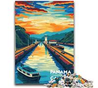 1000 Piece Jigsaw Puzzles for Teenagers Sunset at Panama Canal 1000 Pieces for Teenagers,learning Educational for Is Ideal As A Gift for The Whole Family (50x75cm)