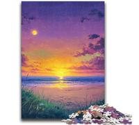 1000 Piece Jigsaw Puzzles for Teenagers Sunset Beach Oil Painting 1000 Pieces for Adults,Quiz Game Wall Decoration Unique Birthday And Xmas Gifts (26x38cm)