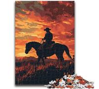 1000 Piece Jigsaw Puzzles for Teenagers Sunset Cowboy Art Teenager Jigsaw,Birthday Present, Gifts, Wall Art for Age 14 Years Up (75x50cm)