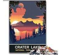 1000 Piece Jigsaw Puzzles for Teenagers Sunset in Crater Lake, Decompressing Intellectual Educational Toy Birthday Present, Gifts, Wall Art 75x100cm