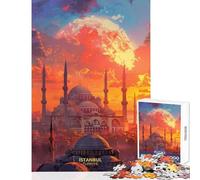 1000 Piece Jigsaw Puzzles for Teenagers Sunset in Istanbul Turkiye Educational Toy Great Gift Brain Teaser Game Artists Collection, Fine Art Size 50x75cm