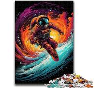 1000 Piece Jigsaw Puzzles for Teenagers Surfing Astronauts Artistic Wall Decor & Birthday Gift Idea for Friends, Home Office 50x75cm