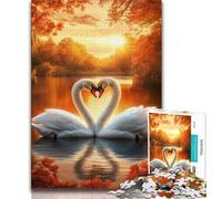 1000 Piece Jigsaw Puzzles for Teenagers Swan Couple,Toys Educational Games Stress Relieving Unique Birthday And Gifts 38x26cm