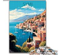 1000 Piece Jigsaw Puzzles for Teenagers Symi Greece,Help The Brain Exercise Addictive Toys to Cultivate Patience Artists Collection,Fine Art 50x75cm