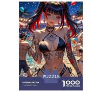 1000 Piece Jigsaw Puzzles for Teenagers Tattooed Beach Anime Girl Jigsaw for Adults Hands-on Game Pattern Assembly for Birthday, Chrismas 38x26cm/1000pcs