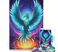 1000 Piece Jigsaw Puzzles for Teenagers Teal Phoenix Rising from Flames Relax Games Fun Activities at Home Unique Birthday And Gifts 38x26cm