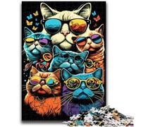 1000 Piece Jigsaw Puzzles for Teenagers The Cats Wear Glasses for And 14 Years And over Impossible Game Christmas Birthday Gift 50x75cm