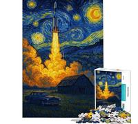 1000 Piece Jigsaw Puzzles for Teenagers The Starry Night Rocket Launch Jigsaw Puzzles for Adults Stress Reliever Parent-child Interaction Birthday Present, Gifts, (Size 38x26cm)