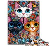 1000 Piece Jigsaw Puzzles for Teenagers Three Cats Challenging To Complete But Fun And Humorous Birthday Present, Gifts, Wall Art 50x75cm