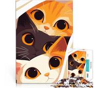 1000 Piece Jigsaw Puzzles for teenagers Three Cats Peeking Cute Animal Minimalist Art Lernspielzeug Ein Kunstwerk52x38cm