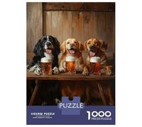 1000 Piece Jigsaw Puzzles for Teenagers Three Dogs with Beers Teenager Puzzles Brain Teaser Game But Fun And Humorous Unique Birthday And Gifts 52x38cm/1000pcs
