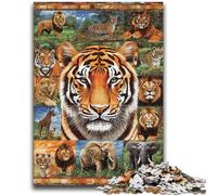 1000 Piece Jigsaw Puzzles for Teenagers Tiger Collage Artistic Wall Decor & Birthday Gift Idea for Friends, Home Office 50x75cm