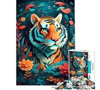 1000 Piece Jigsaw Puzzles for Teenagers Tiger in Magic Forest 1000 Jigsaw Puzzle Home Decoration Toys Stress Reliever for Is Ideal As A Gifts (38x26cm)