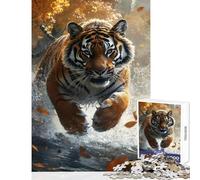 1000 Piece Jigsaw Puzzles for Teenagers Tiger in Motion- Happy Shared Home Activity Thoughtful Festive Present Choice (38x52cm)