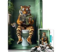 1000 Piece Jigsaw Puzzles for Teenagers Tiger on The Toilet 1000 Piece Jigsaw,Educational Stress Relief Toy Great Gifts And Toys (size 38x26cm)