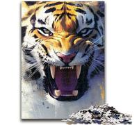 1000 Piece Jigsaw Puzzles for Teenagers Tiger Portrait Puzzles for Teenagers,Decompressing Intellectual Educational Toy Perfect Decoration (38x26cm)