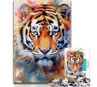 1000 Piece Jigsaw Puzzles for Teenagers Tiger Watercolors Puzzles for Teenagers,Challenging Game Gifts for Is Ideal As A Gift for The Whole Family 75x50cm